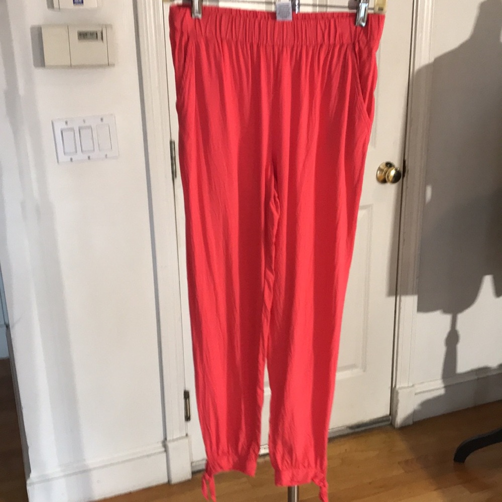 JOE B size small coral joggers pull on pockets cropped with tie detail ankle